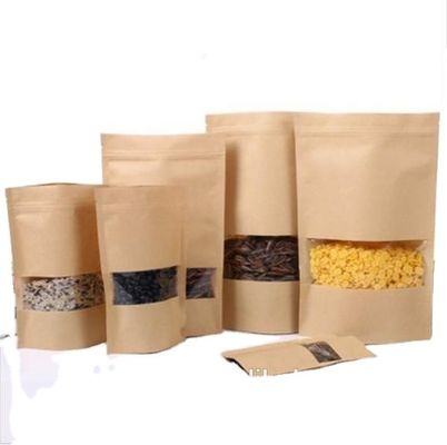 Серебряное окно для упаковки закусок Kraft Stand Up Zipper Pouch для упаковки сухофруктов