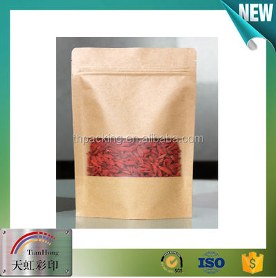 Серебряное окно для упаковки закусок Kraft Stand Up Zipper Pouch для упаковки сухофруктов
