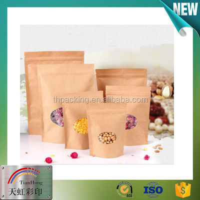 Серебряное окно для упаковки закусок Kraft Stand Up Zipper Pouch для упаковки сухофруктов